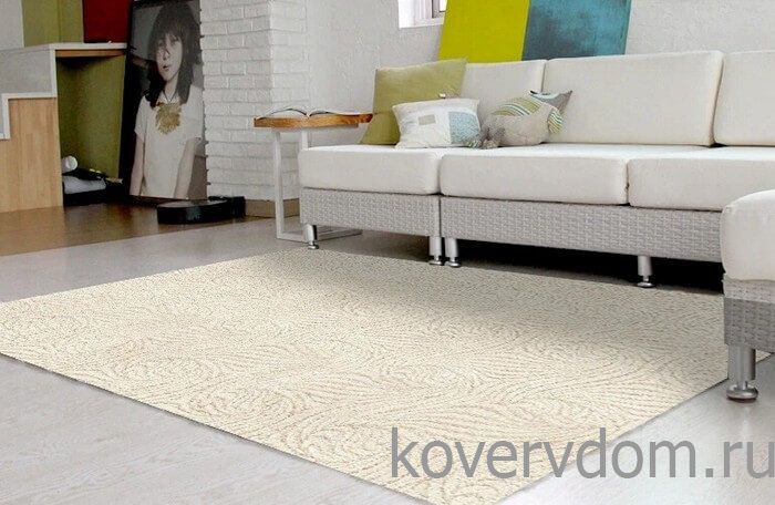 Однотонный ковер-палас Flamingo 106 айвори